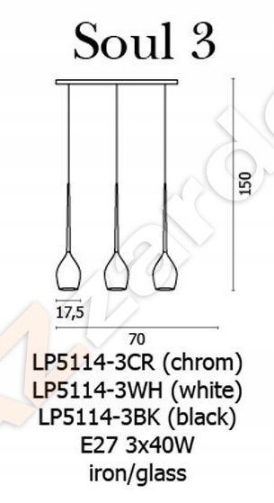 Lampa Alclara Bart Szklane chromowane klosze 3xE27 Lampa Alclara Bart Szklane chromowane klosze 3xE27